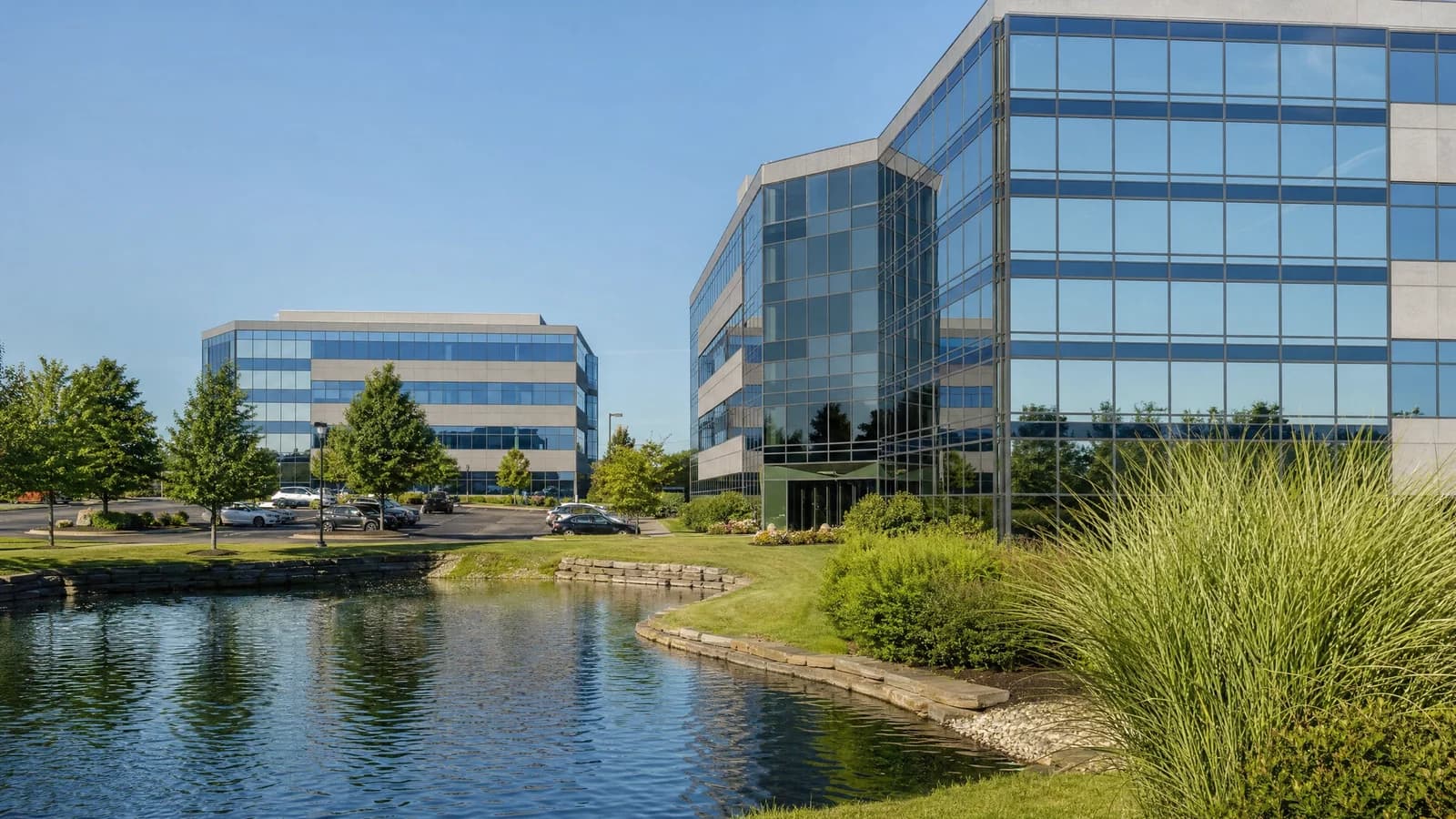 Different Columbus office buildings showing newer occupied space and older available floors.