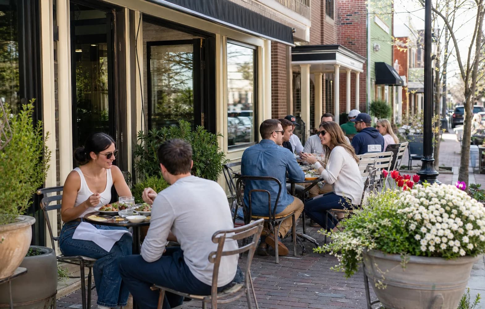 Representative editorial image of a neighborhood restaurant patio