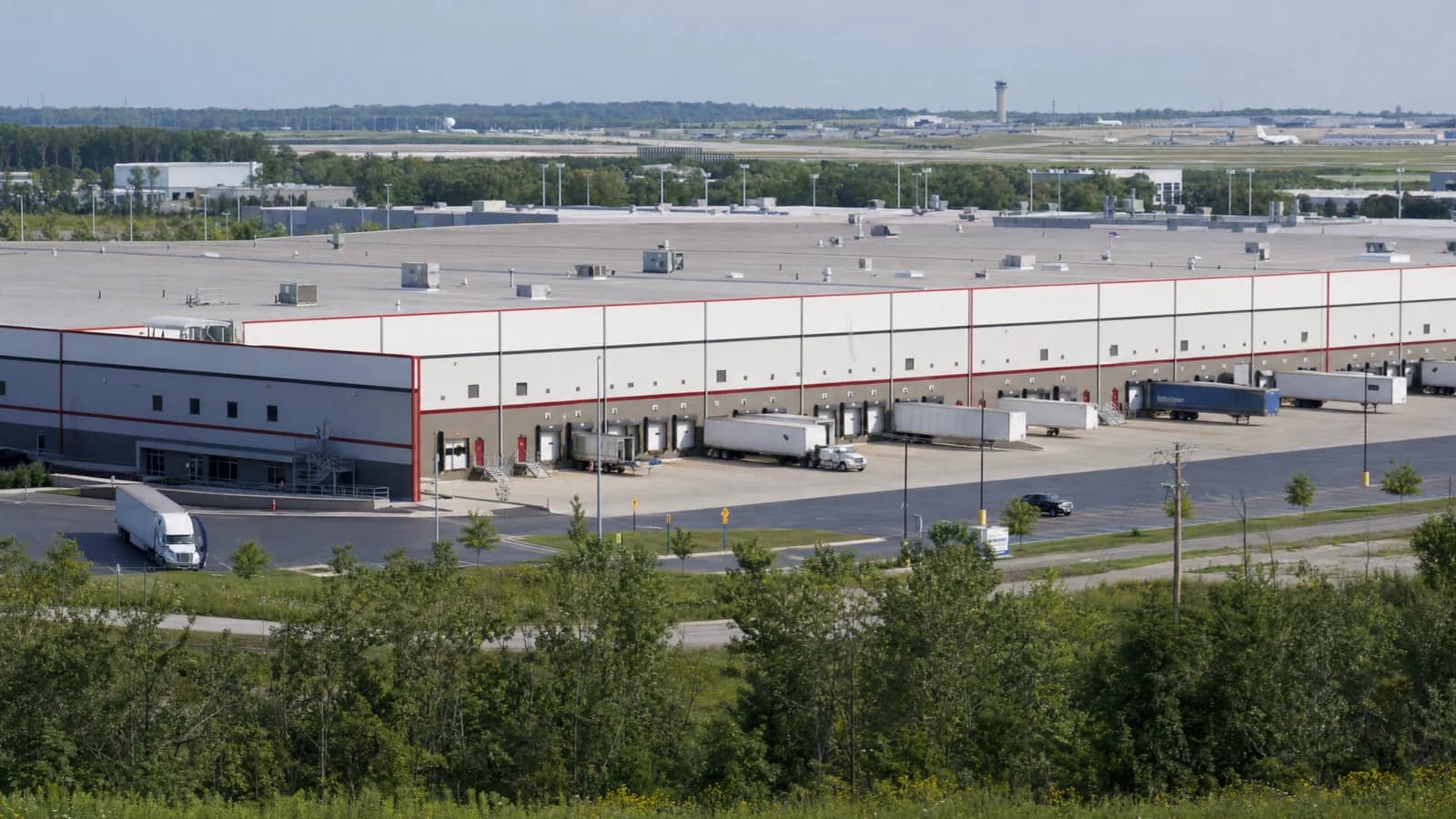 A large logistics warehouse near Rickenbacker International Airport.