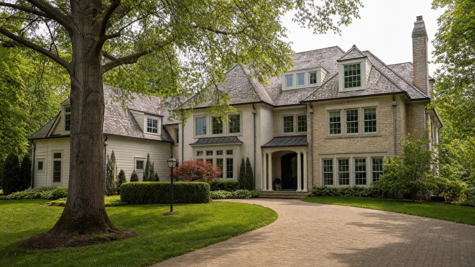A tree-lined residential street in Upper Arlington, Ohio.
