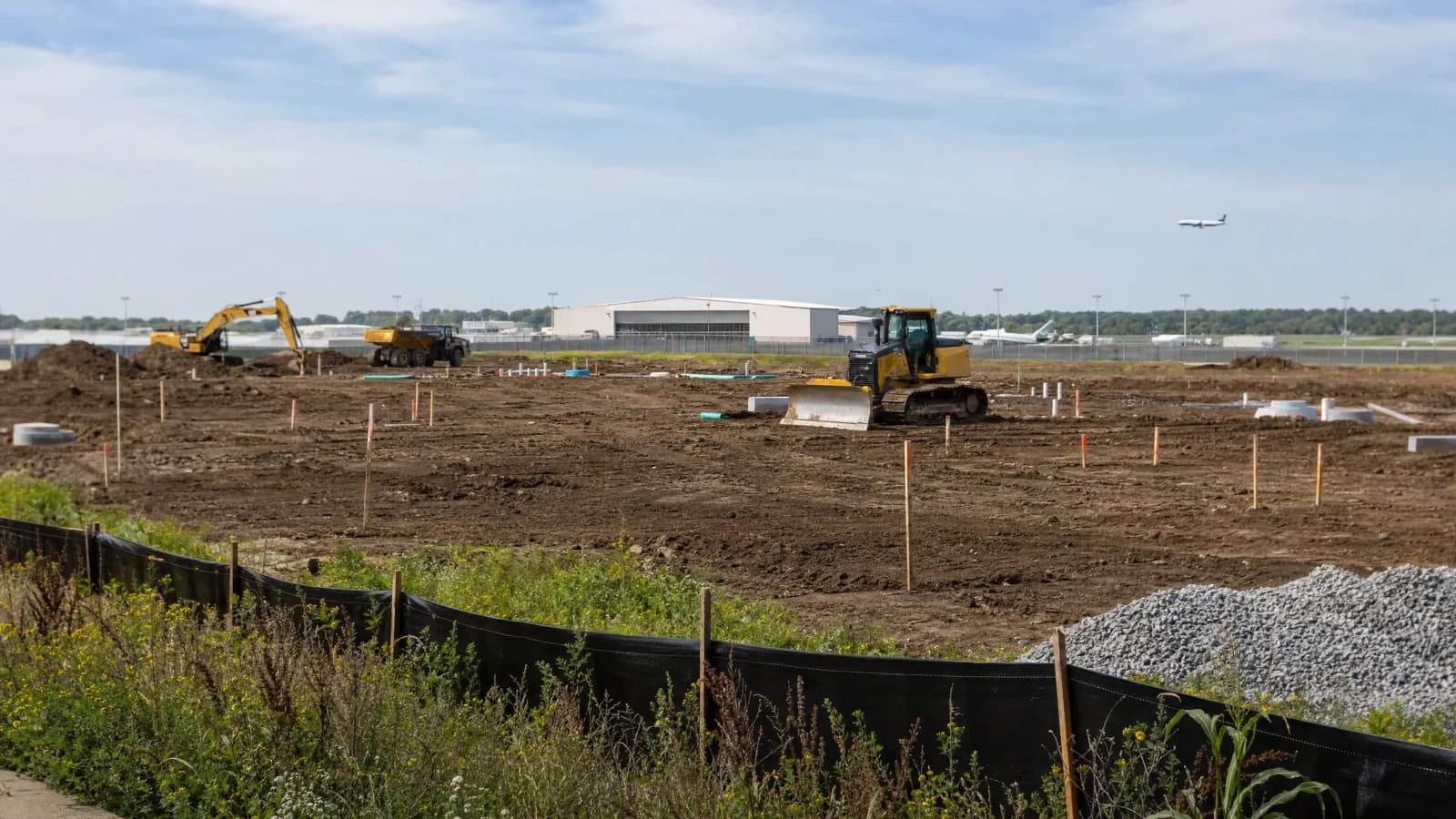 Graded construction site for the 336-unit OSU East apartments in northwest Columbus, near Ohio State University Airport.