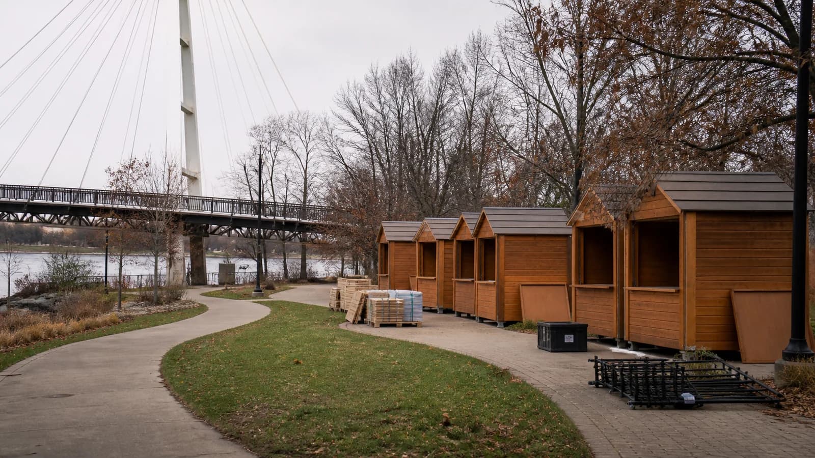 Editorial graphic: Dublin Ohio Christmas Market Opens Nov. 21 at Riverside Crossing Park